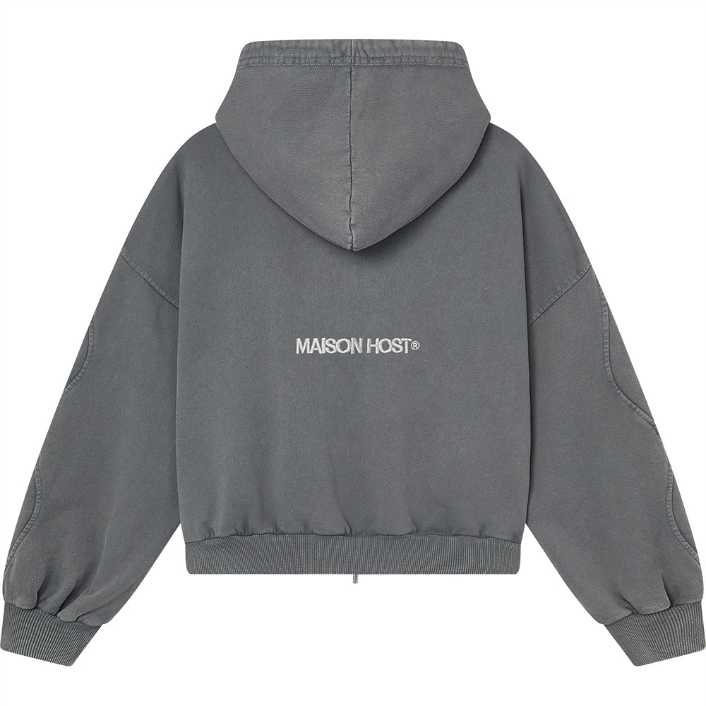 SUDADERA CON CAPUCHA CON CREMALLERA ERODE WAVE CARBÓN