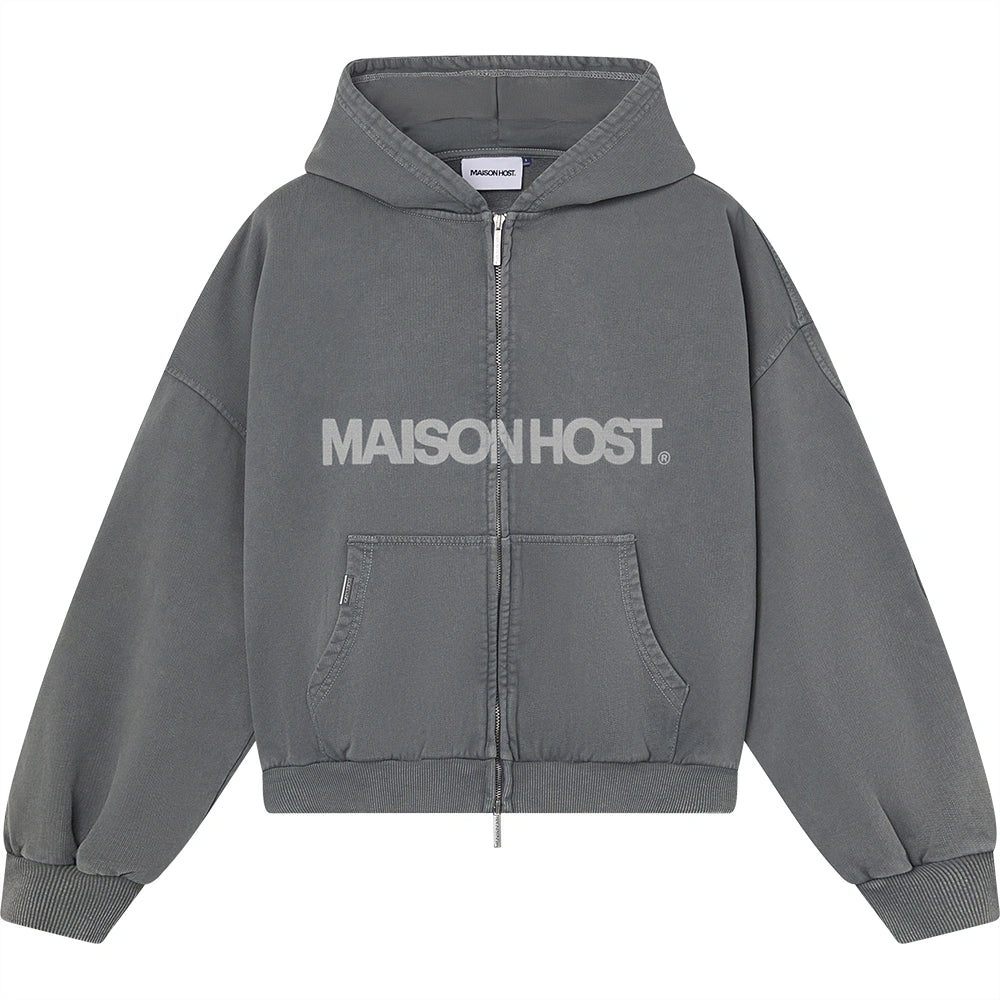 SUDADERA CON CAPUCHA CON CREMALLERA ERODE WAVE CARBÓN