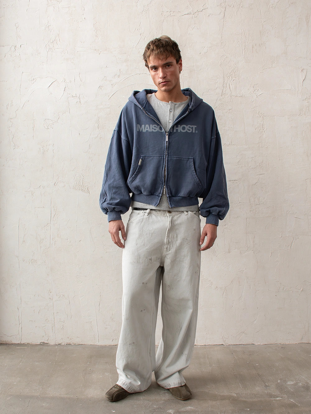 ERODE WAVE ZIPPED HOODIE NAVY