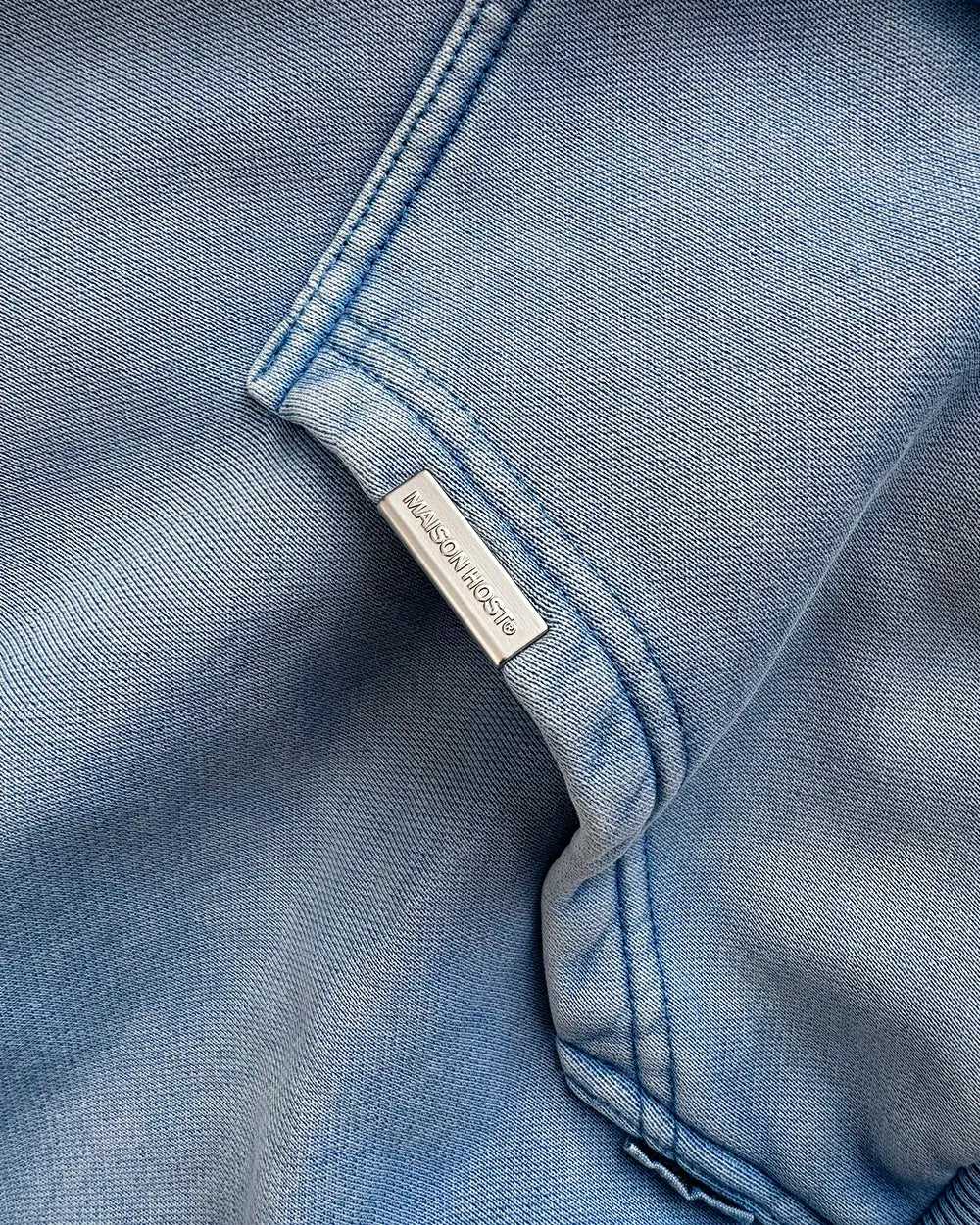 SUDADERA CON CAPUCHA CON CREMALLERA ERODE WAVE AZUL CELESTE