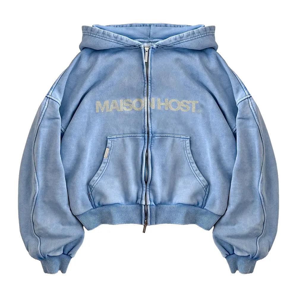 SUDADERA CON CAPUCHA CON CREMALLERA ERODE WAVE AZUL CELESTE