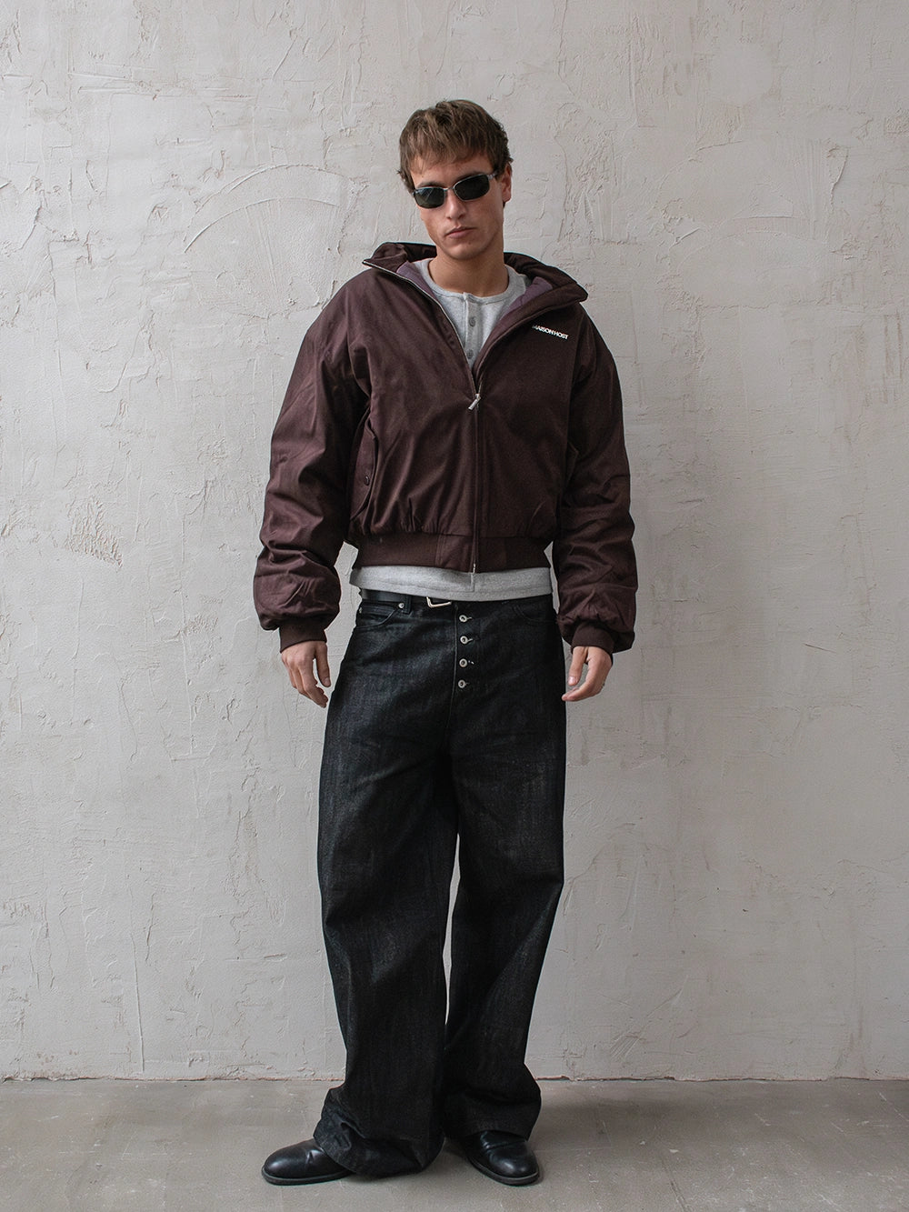 CAZADORA BOMBER DE ANTE MARRÓN