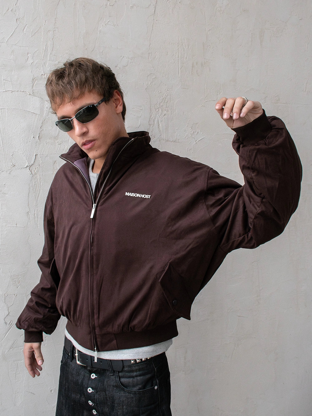 CAZADORA BOMBER DE ANTE MARRÓN