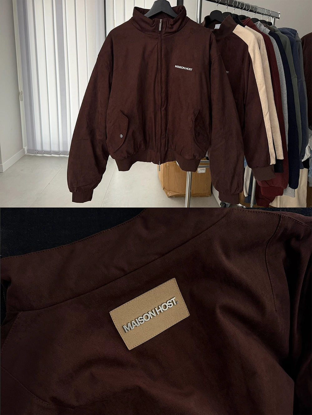 CAZADORA BOMBER DE ANTE MARRÓN