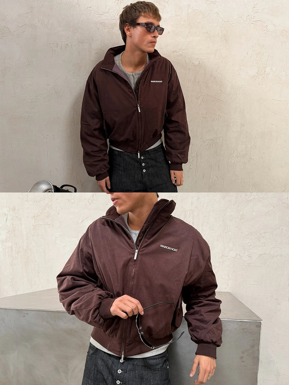 CAZADORA BOMBER DE ANTE MARRÓN