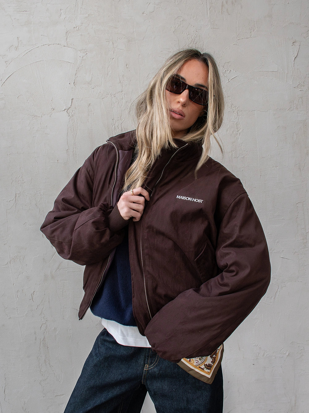 CAZADORA BOMBER DE ANTE MARRÓN