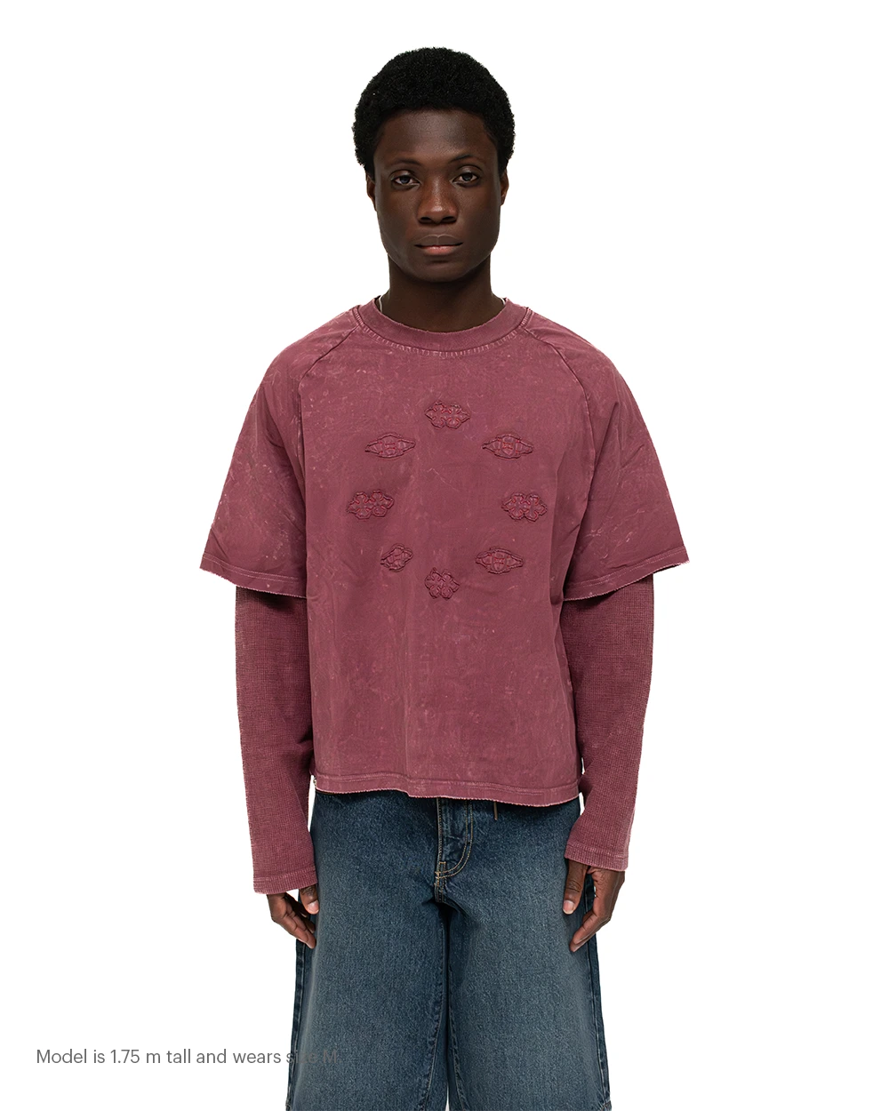 Camiseta manga larga waffle MHSTR teñida borgoña