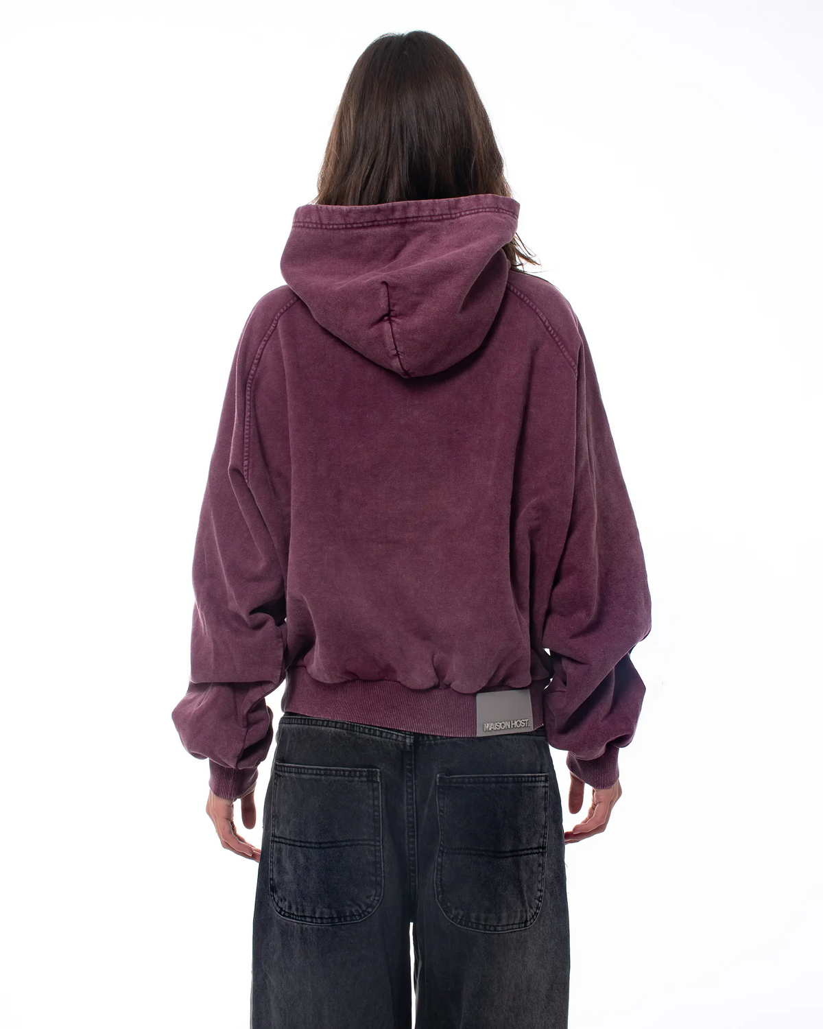 APPLIQUÉ DYED HOODIE BURGUNDY