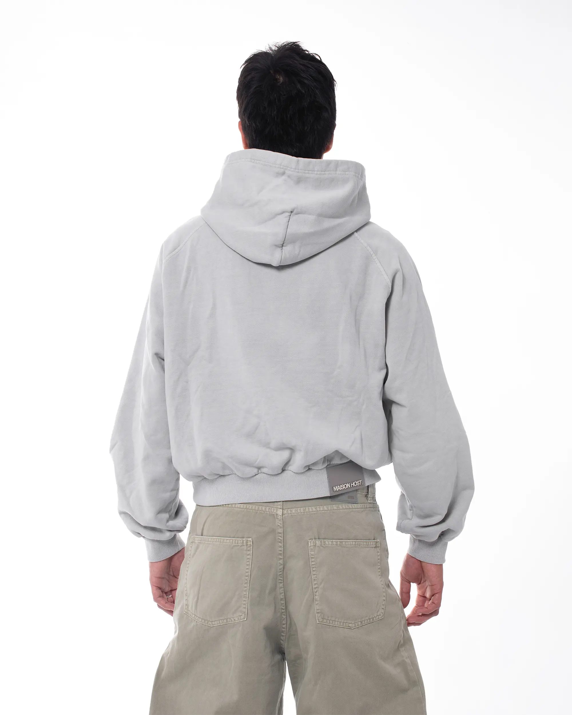 SUDADERA CON CAPUCHA DE APLIQUES TEÑIDOS GRIS