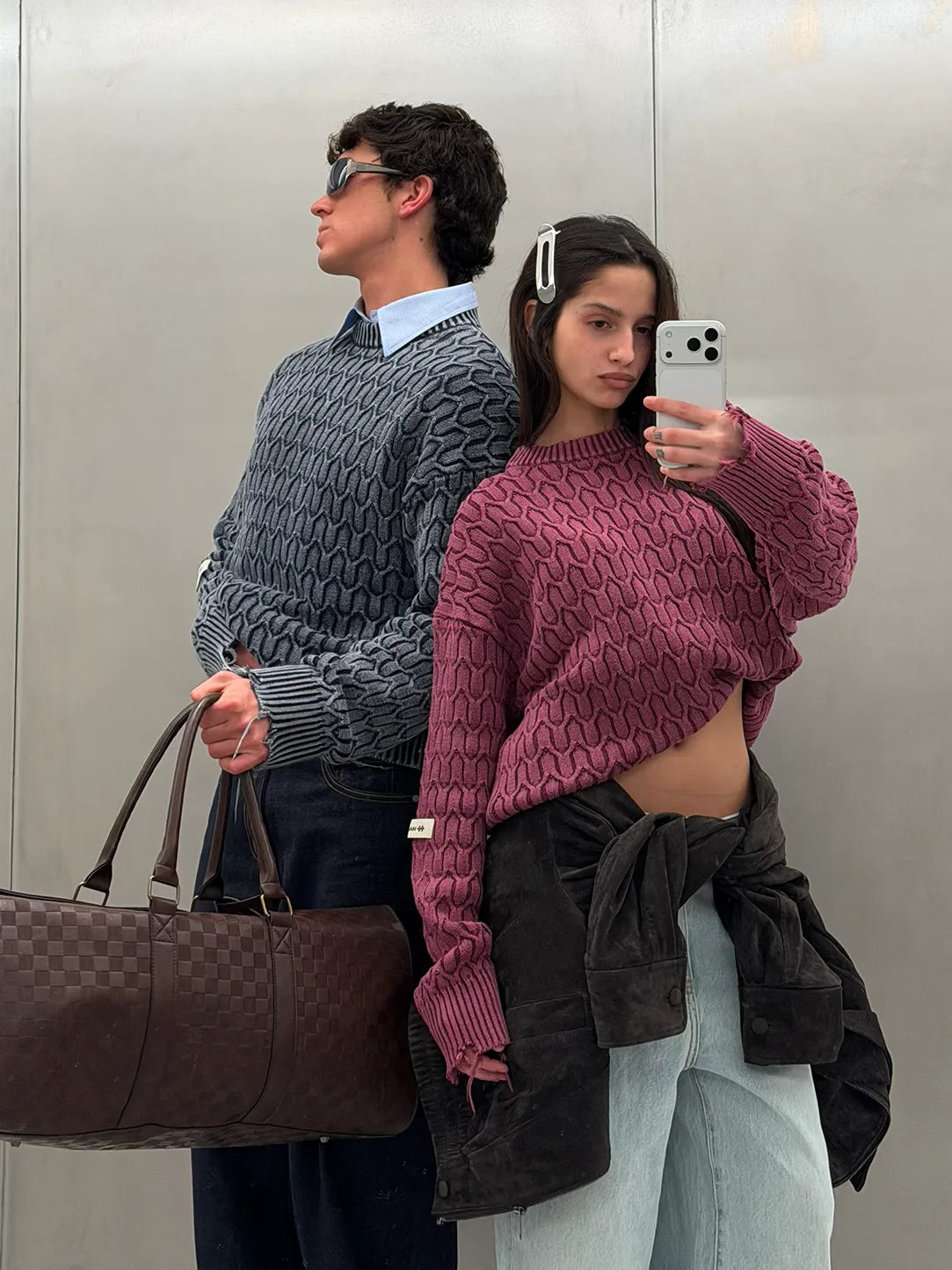 HERRINGBONE BLUE KNIT