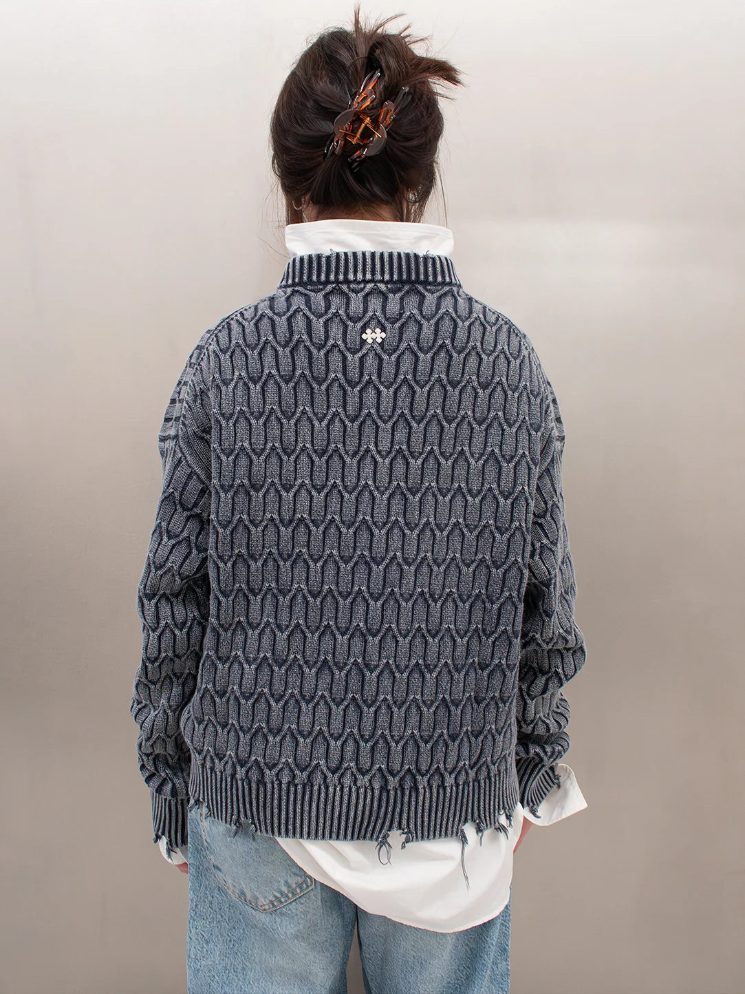 HERRINGBONE BLUE KNIT
