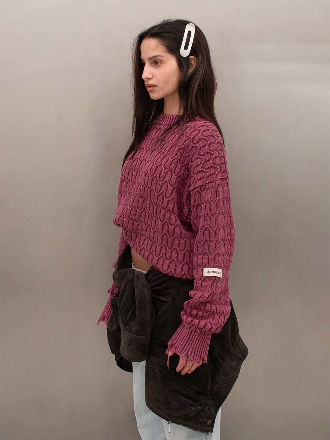 HERRINGBONE BURGUNDY KNIT