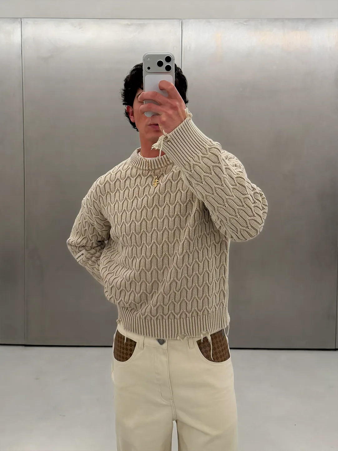 HERRINGBONE BEIGE KNIT