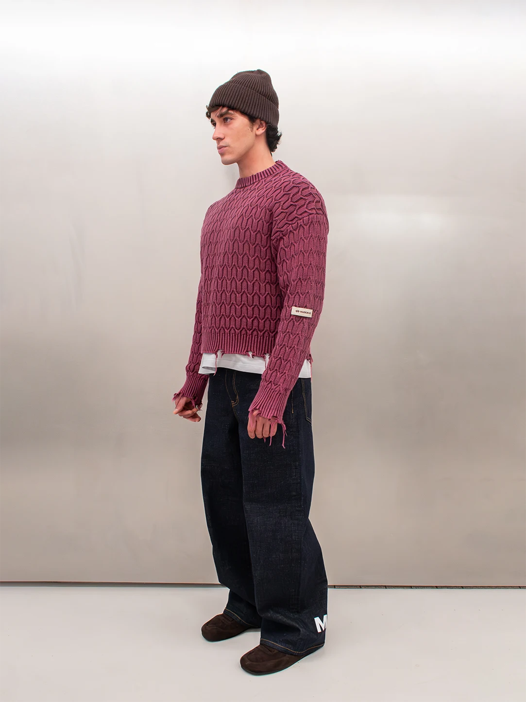HERRINGBONE BURGUNDY KNIT