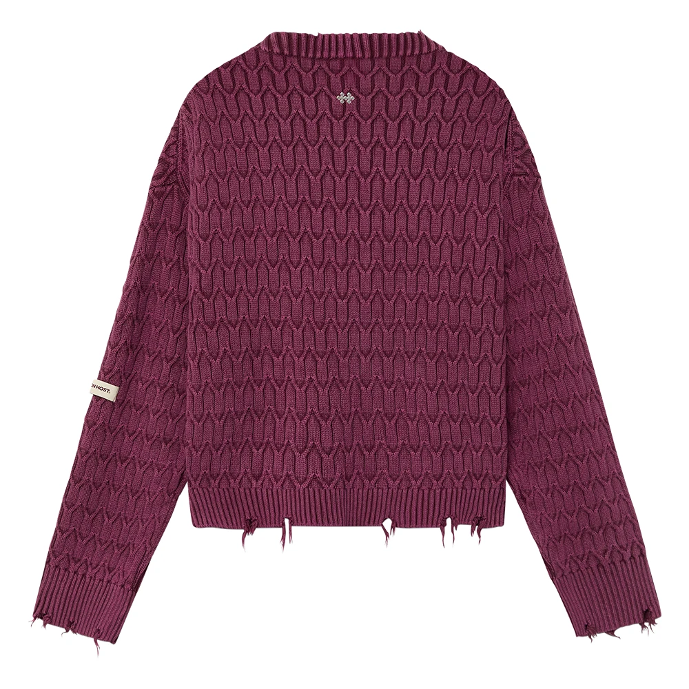 HERRINGBONE BURGUNDY KNIT