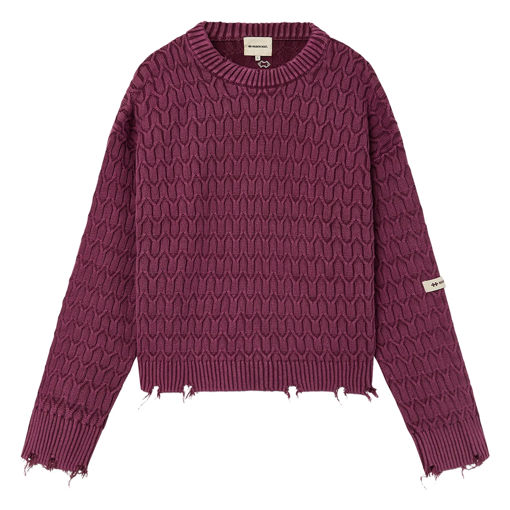 HERRINGBONE BURGUNDY KNIT