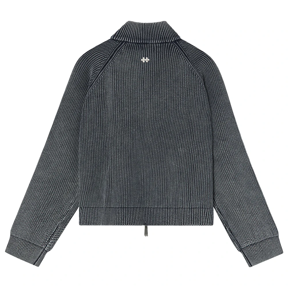 METAL LOGO KNIT ZIPPER BLUE