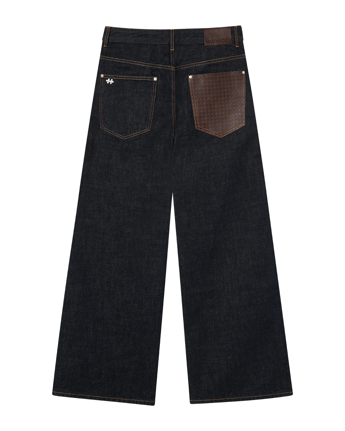 RAW LEATHER POCKET JEANS