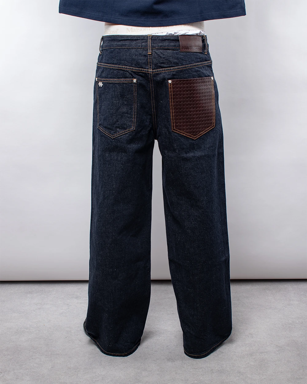 RAW LEATHER POCKET JEANS