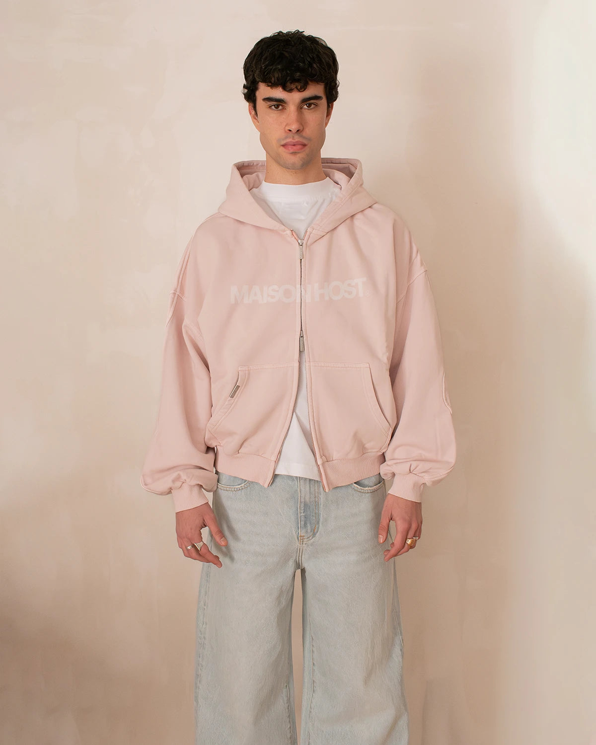 SUDADERA CON CAPUCHA CON CREMALLERA ERODE WAVE ROSA
