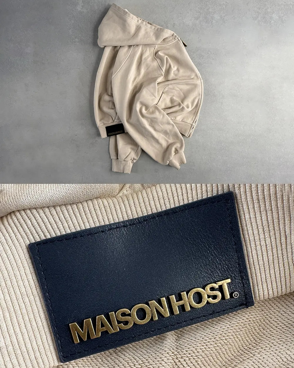 SUDADERA CON CAPUCHA CON CREMALLERA Y REMACHES