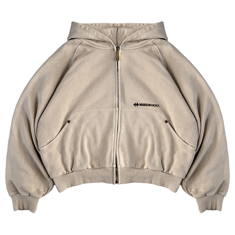 SUDADERA CON CAPUCHA CON CREMALLERA Y REMACHES