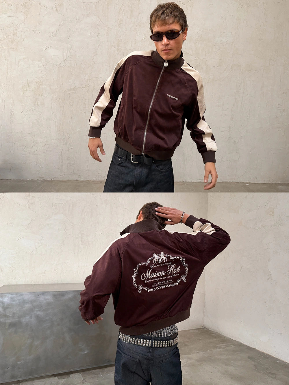 SUEDE TRACK JACKET BEAN