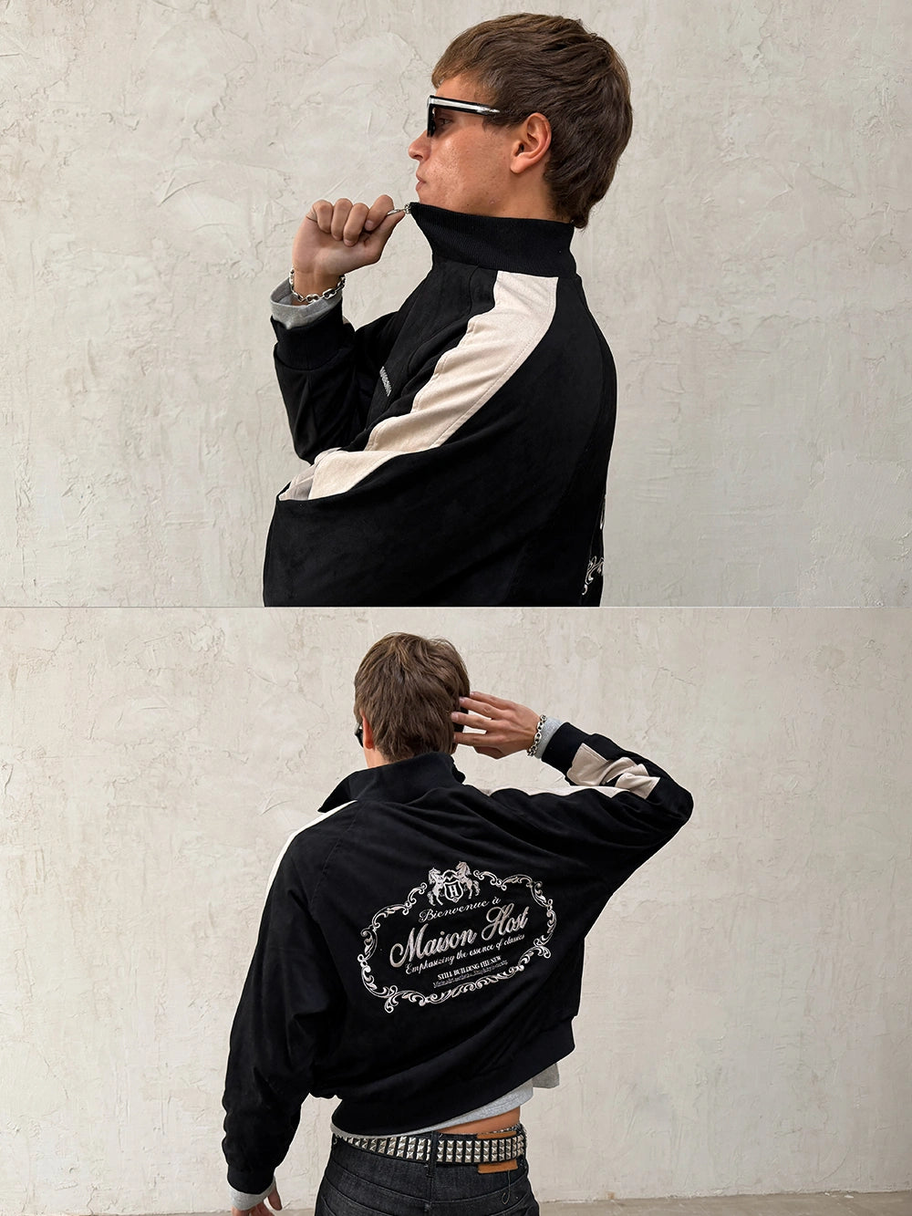 CHAQUETA DE PISTA DE ANTE NEGRA