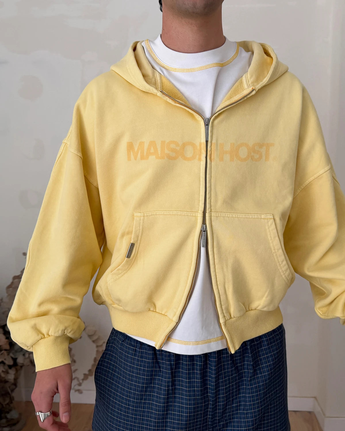 ERODE WAVE ZIPPED HOODIE YELLOW