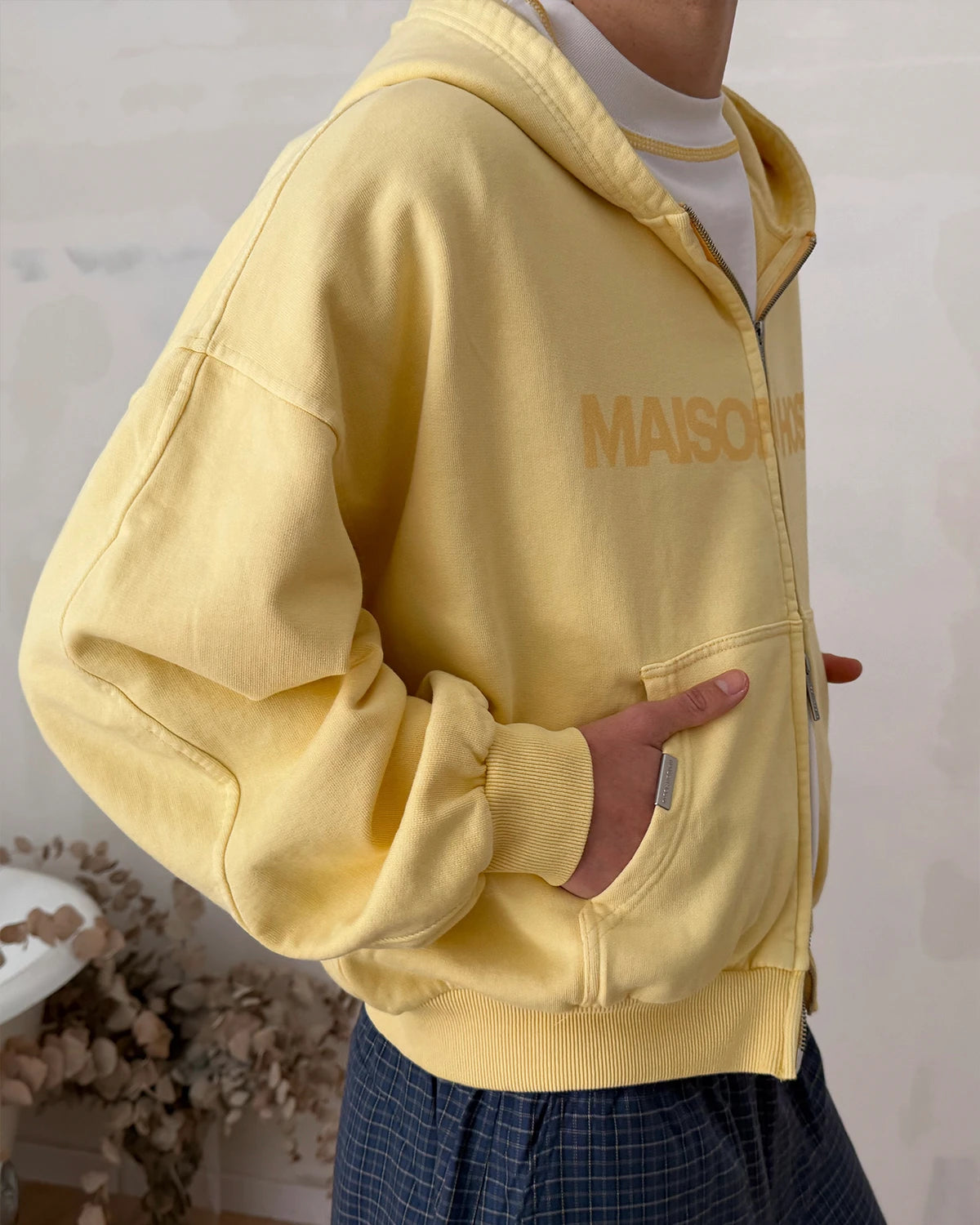 ERODE WAVE ZIPPED HOODIE YELLOW