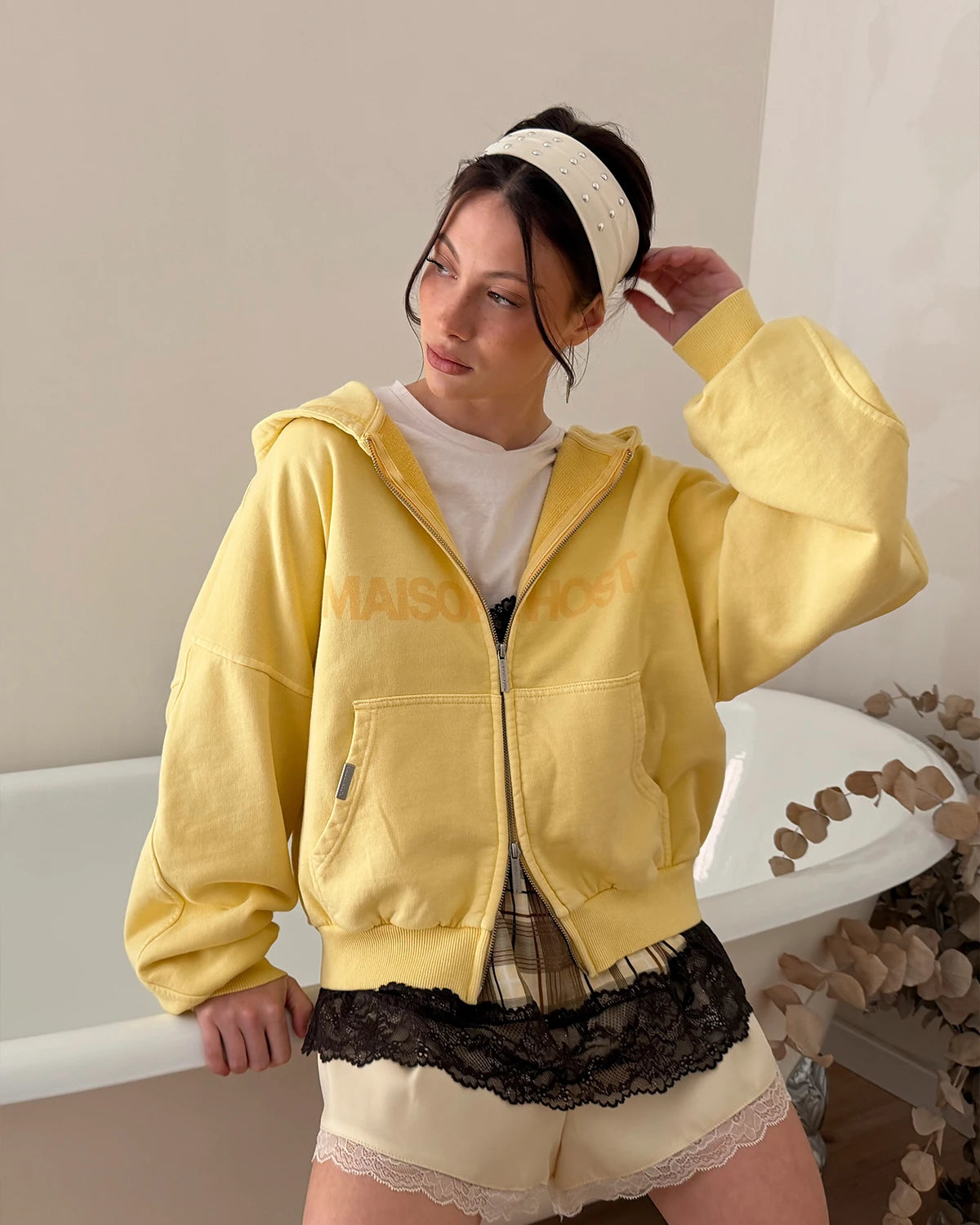 ERODE WAVE ZIPPED HOODIE YELLOW