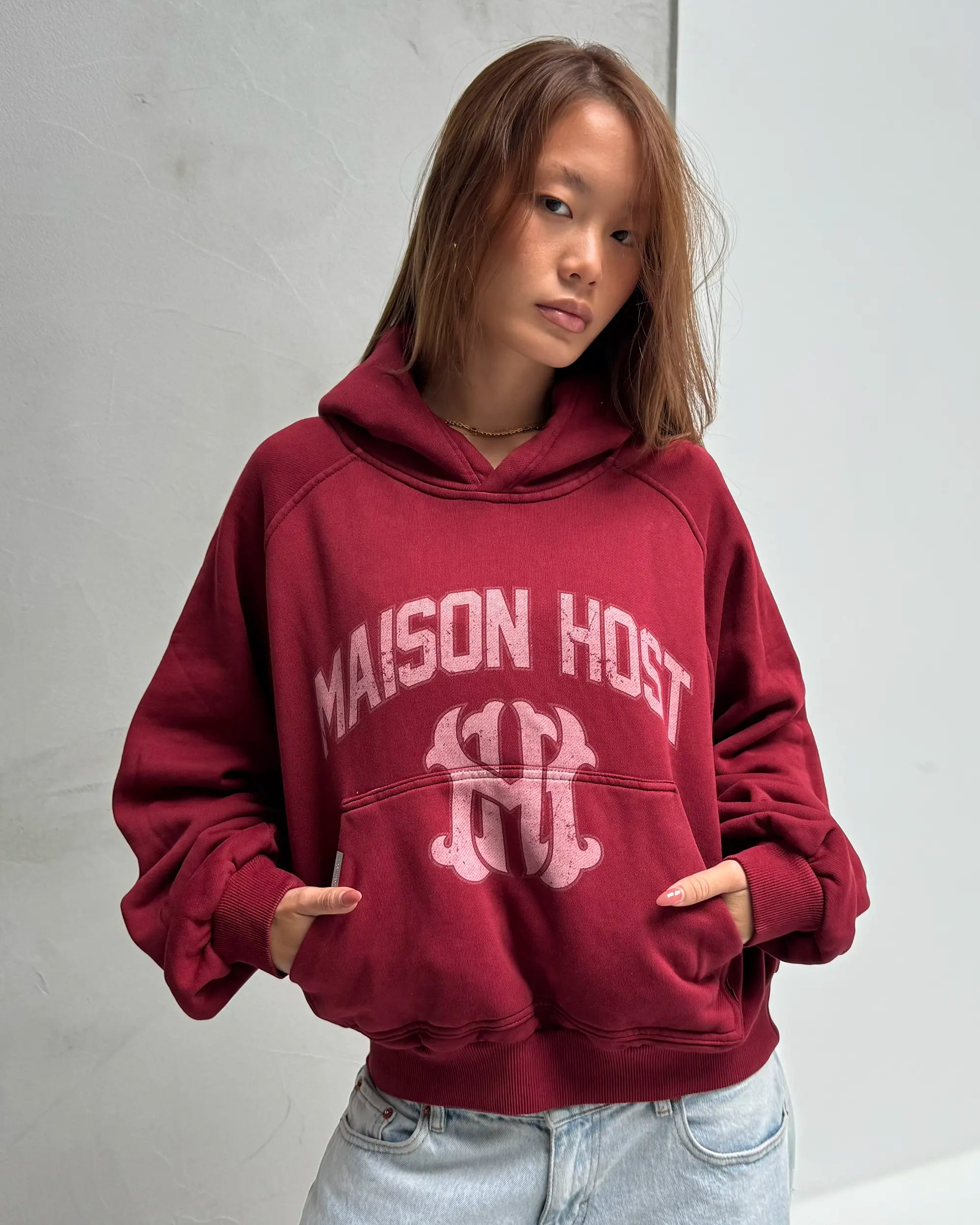 SUDADERA CON CAPUCHA ROJA TEÑIDA HOMERUN