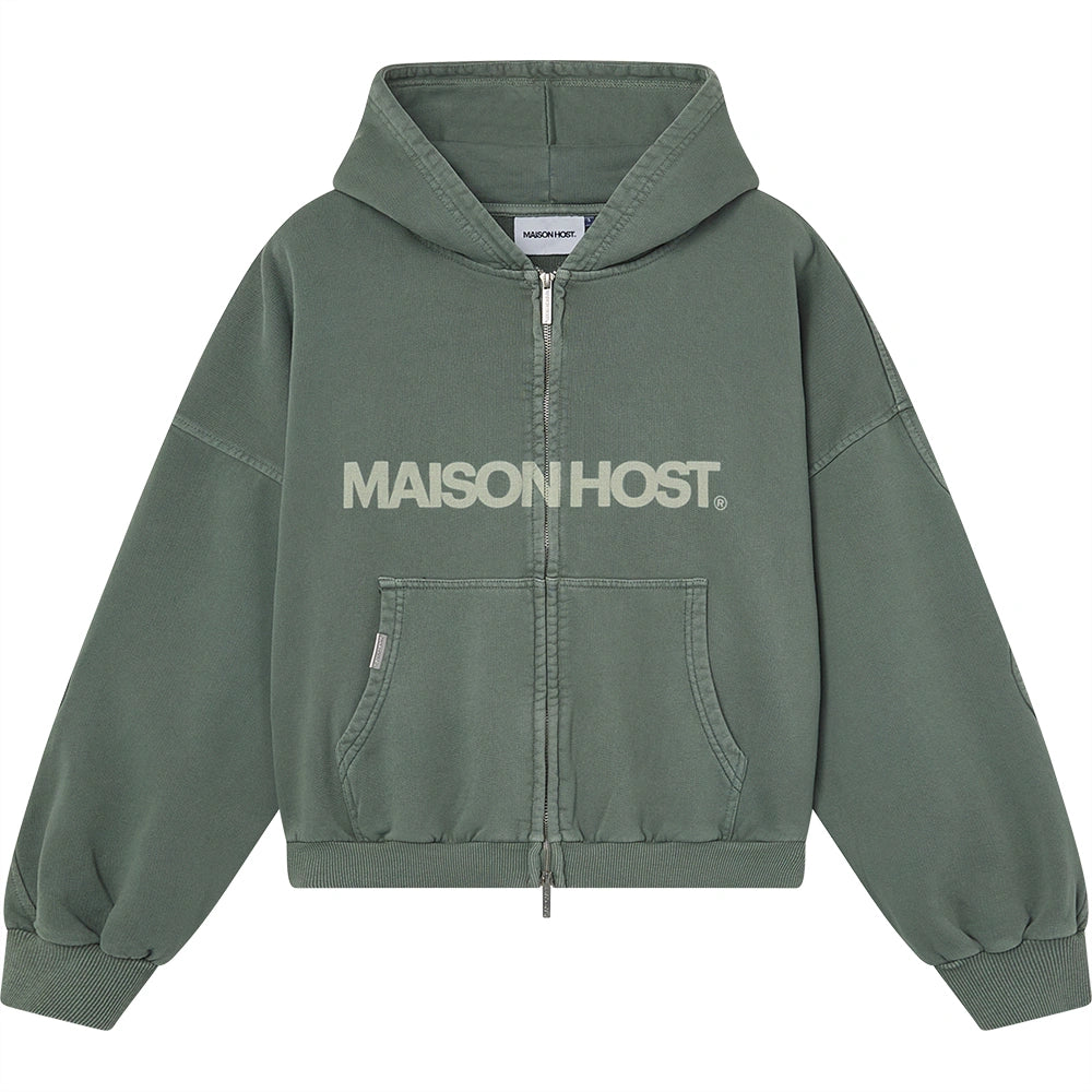 SUDADERA CON CAPUCHA CON CREMALLERA ERODE WAVE VERDE