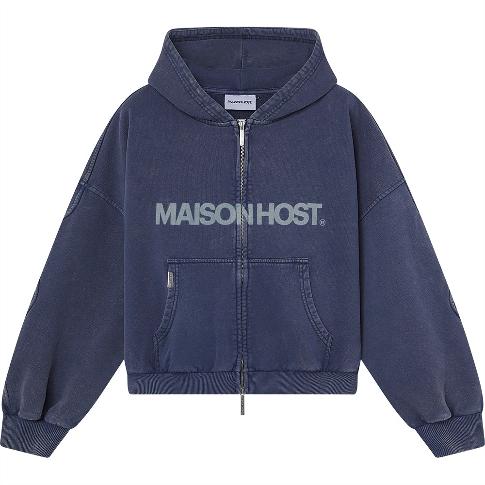 ERODE WAVE ZIPPED HOODIE NAVY