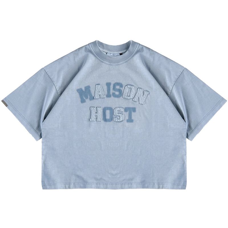 APPLIQUÉ DYED BLUE TEE