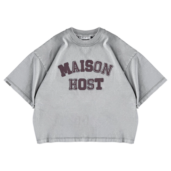 APPLIQUÉ DYED GREY TEE