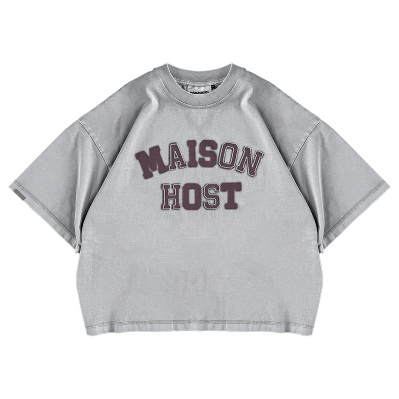 APPLIQUÉ DYED GREY TEE