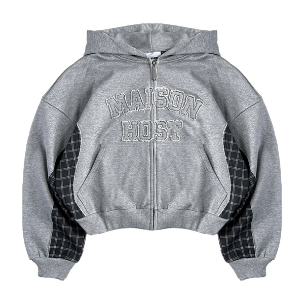 CHECKED ZIPPED HOODIE