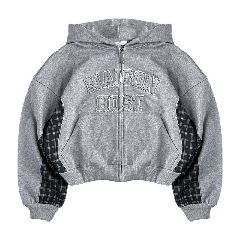 CHECKED ZIPPED HOODIE