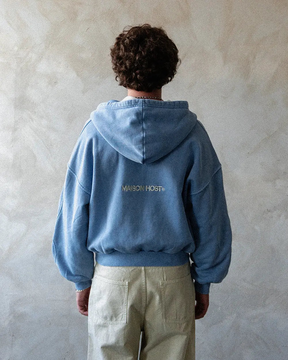 SUDADERA CON CAPUCHA CON CREMALLERA ERODE WAVE AZUL CELESTE
