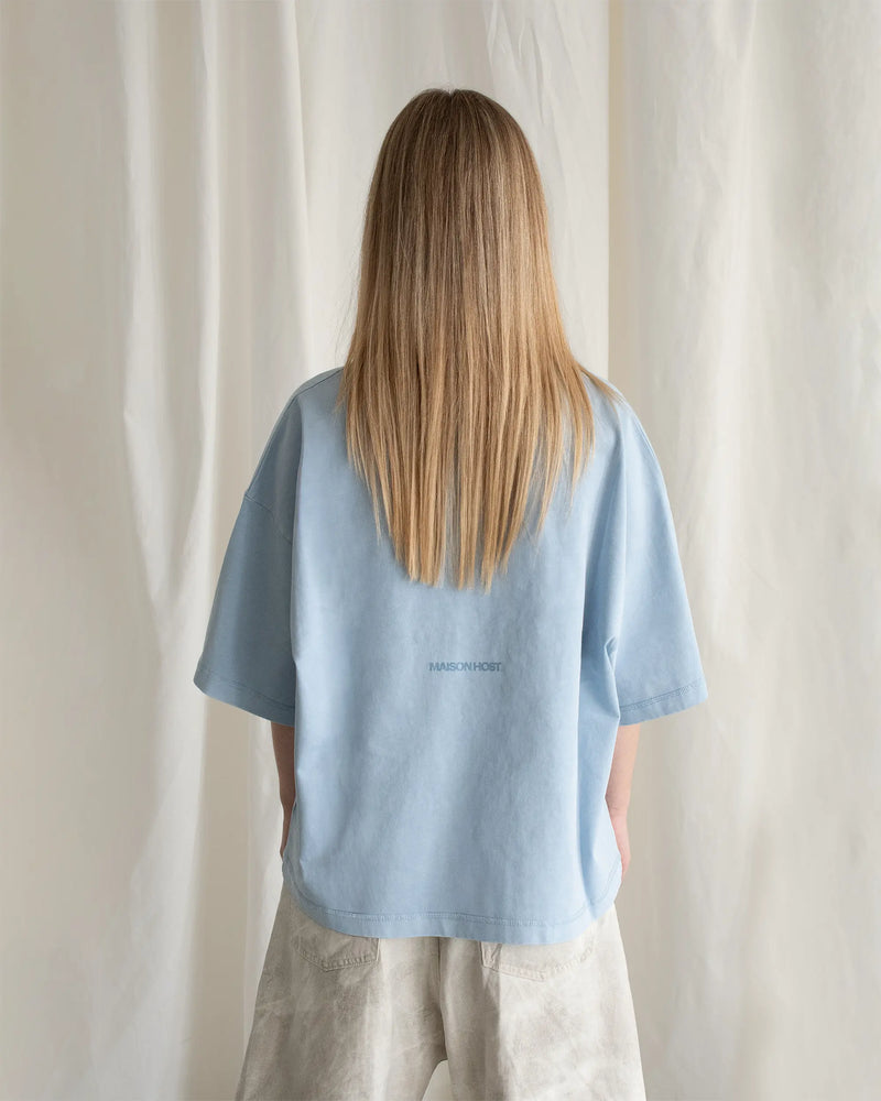 APPLIQUÉ DYED BLUE TEE