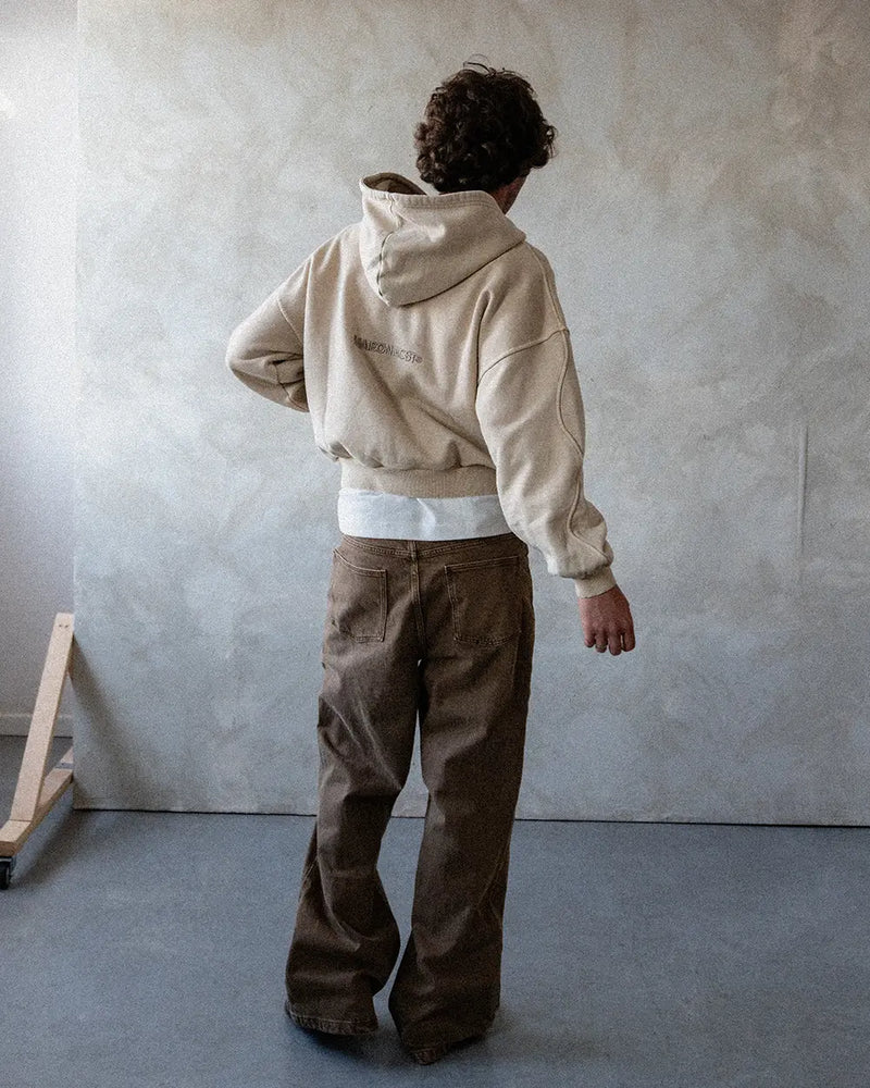 ERODE WAVE ZIPPED HOODIE SAND