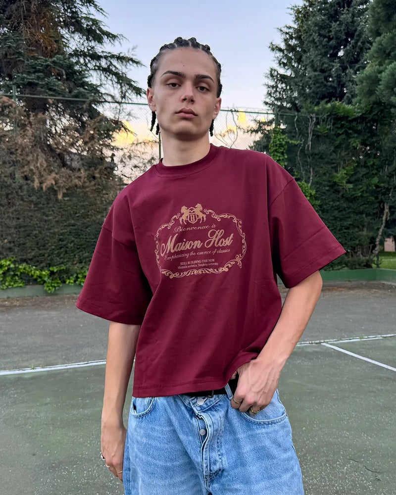BIENVENUE BURGUNDY TEE