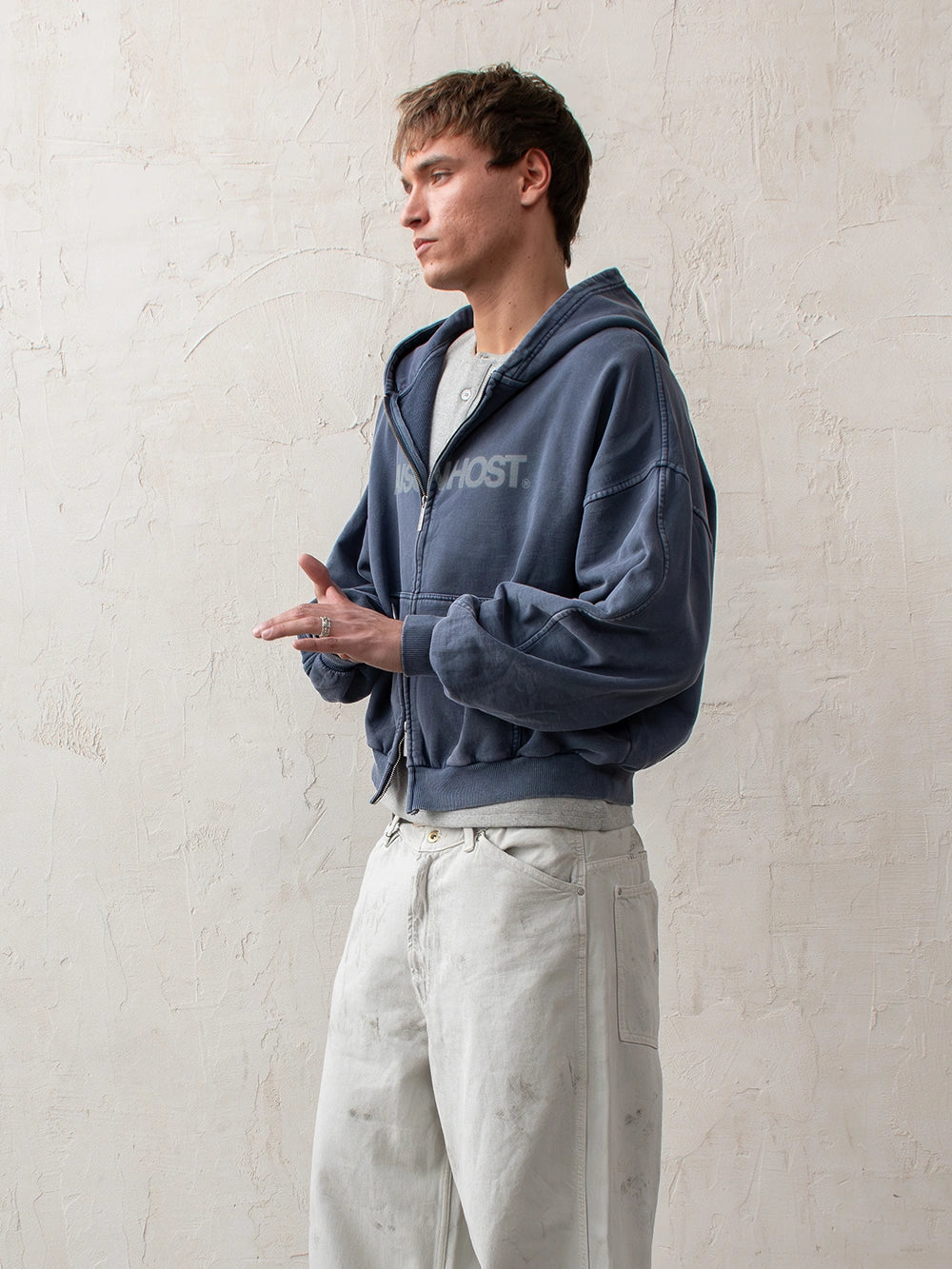 ERODE WAVE ZIPPED HOODIE NAVY