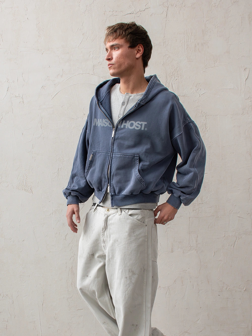 ERODE WAVE ZIPPED HOODIE NAVY