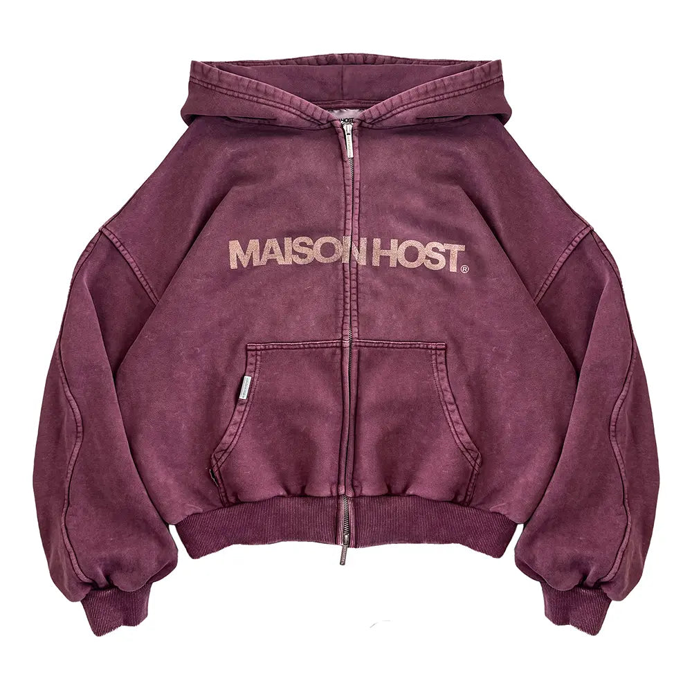 ERODE WAVE ZIPPED HOODIE BURGUNDY