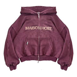 ERODE WAVE ZIPPED HOODIE BURGUNDY