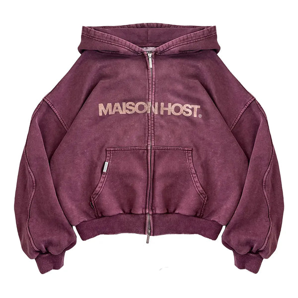 ERODE WAVE ZIPPED HOODIE BURGUNDY