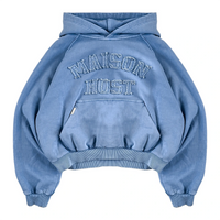 SUDADERA CON CAPUCHA TEÑIDA Y APLIQUE AZUL