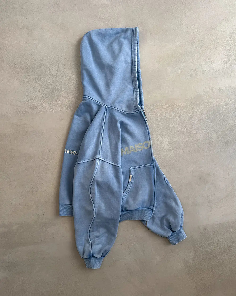 SUDADERA CON CAPUCHA CON CREMALLERA ERODE WAVE AZUL CELESTE
